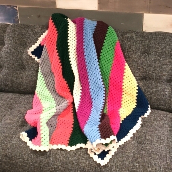 Vintage Block Crochet Blanket - Picture 1 of 4
